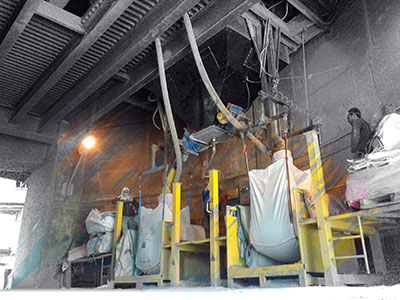Jumbo bag filling system with a capacity of 180 tons per hour